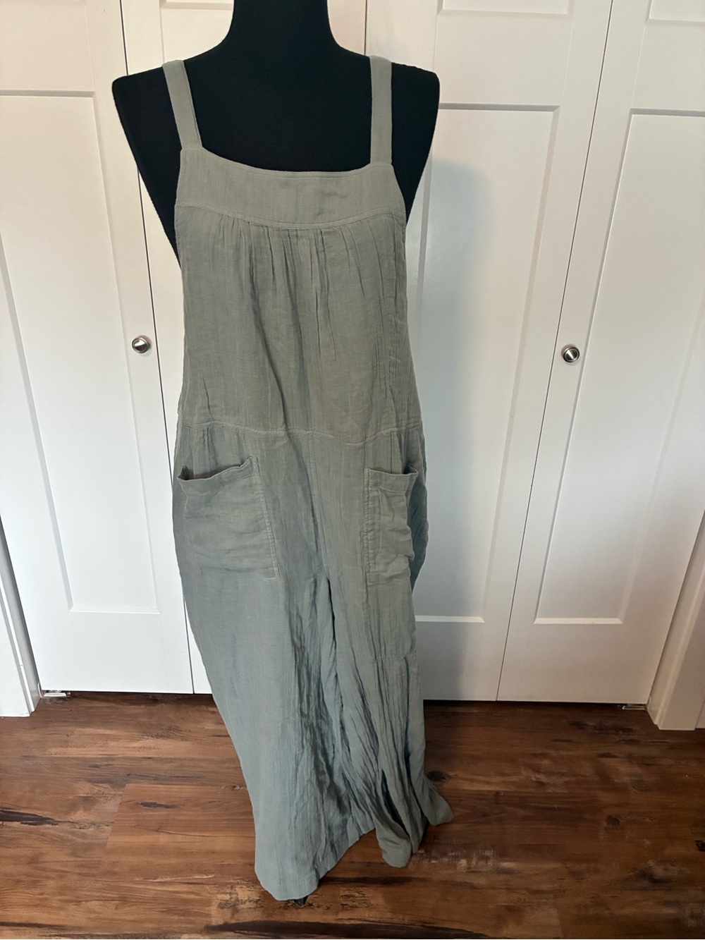 Natural Life L Light Sage Green Maxi Pinafore overall bibs pants adjust